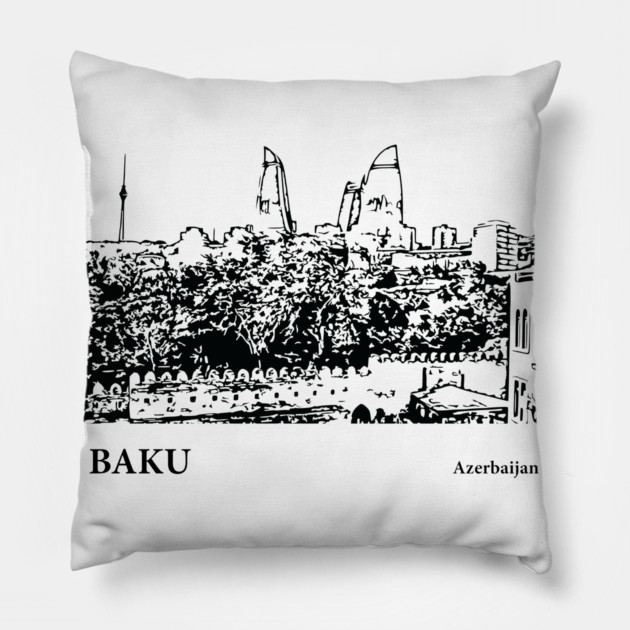 Baku Azerbaijan Pillow by Lakeric