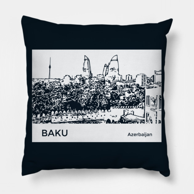 Baku Azerbaijan Pillow by Lakeric