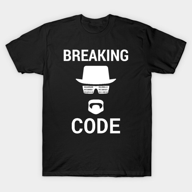 Breaking Code - White Design for Computer Security Hackers T-Shirt by geeksta