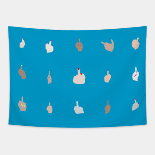 Middle Fingers With Colored Nails Tapestry