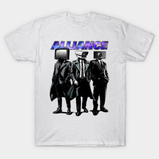 The alliance, skibidi toilet themed cameraman, tvman and speakerman T-Shirt