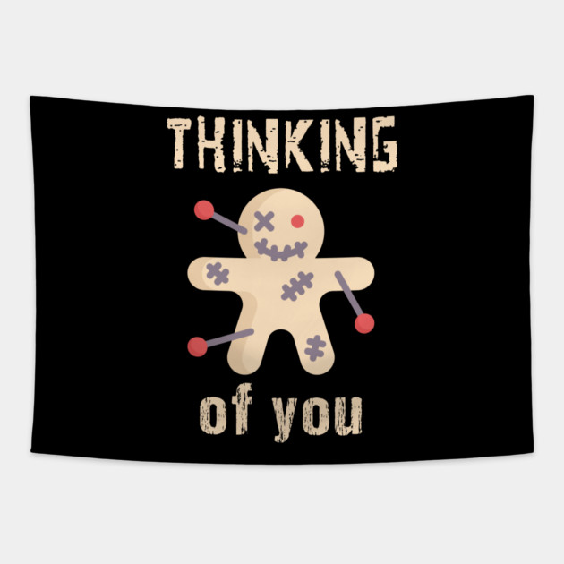 Thinking of You Voodoo Doll Tapestry by QuirkyQuest Creations