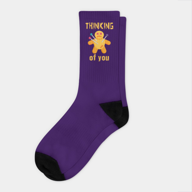 Thinking of You Voodoo Doll Socks by QuirkyQuest Creations