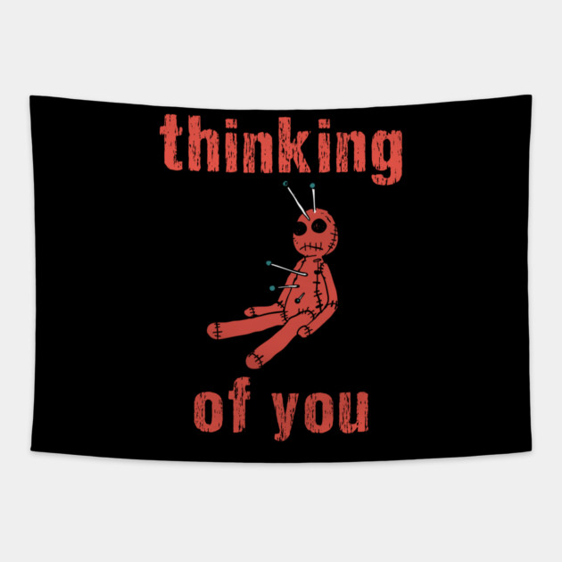 Thinking of You Voodoo Doll Tapestry by QuirkyQuest Creations
