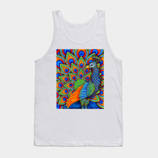 Colorful Paisley Peacock Rainbow Bird Tank Top
