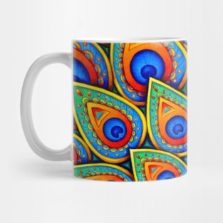 Colorful Paisley Peacock Rainbow Bird Mug