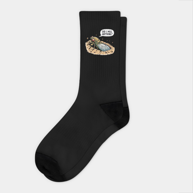 Cicada Did I Miss Anything? Funny Cicada Summer Socks by creative
