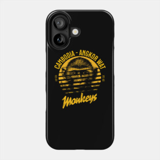 wild monkeys in Angkor Wat, Cambodia Phone Case