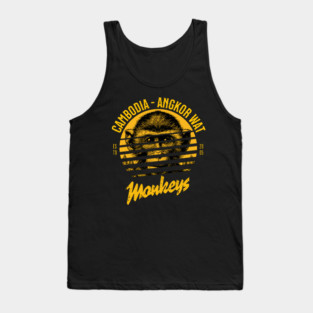 wild monkeys in Angkor Wat, Cambodia Tank Top