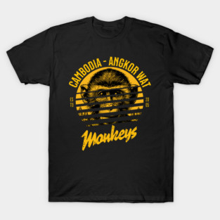 wild monkeys in Angkor Wat, Cambodia T-Shirt