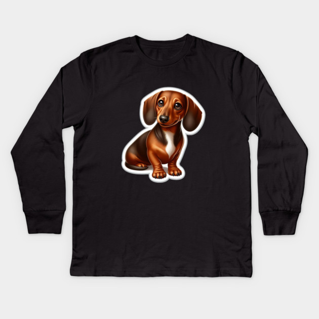 Dainty Dachshunds: Miniature Wiener Dog Art Creations Kids Long Sleeve T-Shirt by IamActiveDog