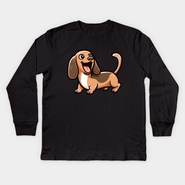 Wee Wonders: Miniature Dachshund Wiener Dog Art Prints Kids Long Sleeve T-Shirt by IamActiveDog