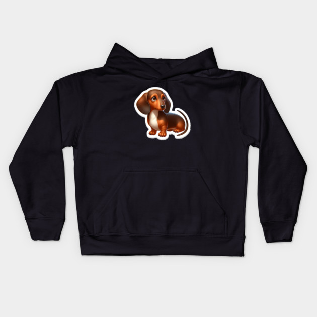 Pint-sized Pup Portraits: Miniature Dachshund Wiener Dog Art Kids Hoodie by IamActiveDog