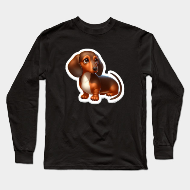 Pint-sized Pup Portraits: Miniature Dachshund Wiener Dog Art Long Sleeve T-Shirt by IamActiveDog