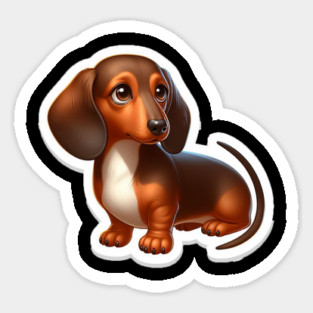 Pint-sized Pup Portraits: Miniature Dachshund Wiener Dog Art Sticker
