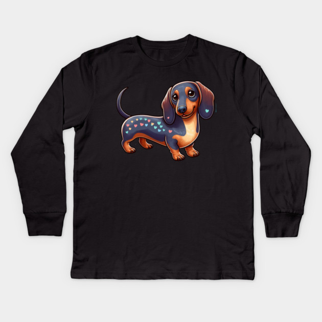 Tiny Treasures: Miniature Dachshund Wiener Dog Artwork Kids Long Sleeve T-Shirt by IamActiveDog