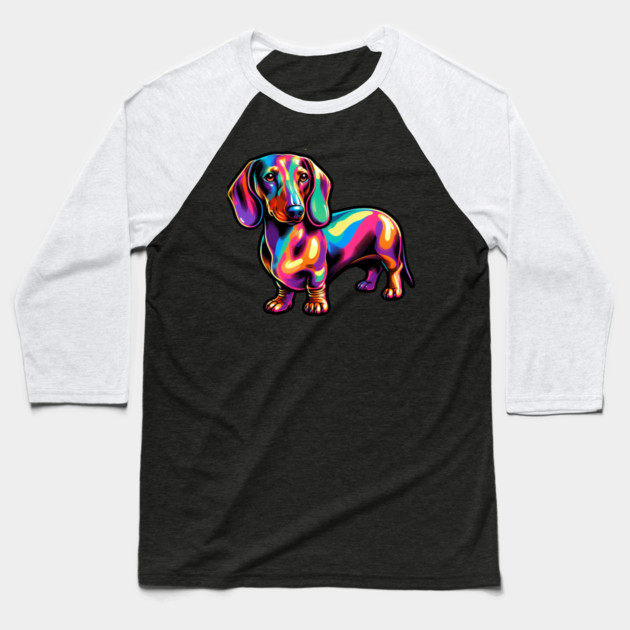 Diminutive Darlings: Miniature Dachshund Wiener Dog Art Depictions Baseball T-Shirt by IamActiveDog