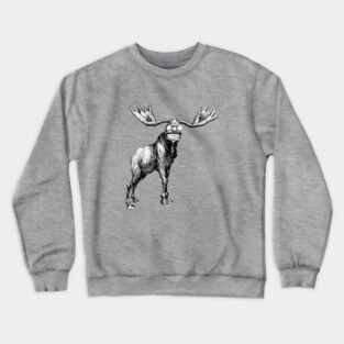 Teddy Roosevelt Bull Moose Cartoon Crewneck Sweatshirt