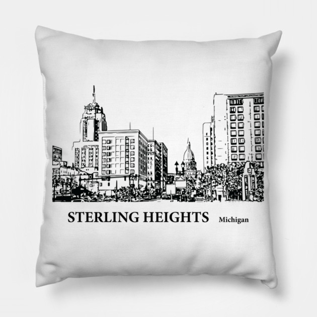 Sterling Heights Michigan Pillow by Lakeric