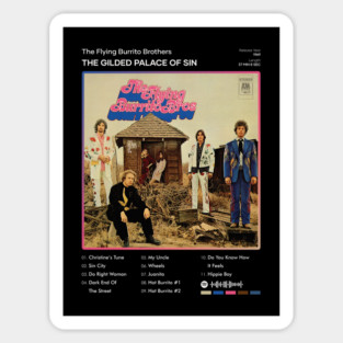 The Flying Burrito Brothers - The Gilded Palace Of Sin Tracklist Album Sticker