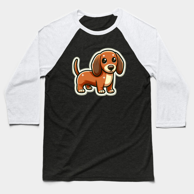 Royal Miniature Dachshund Puppy Odyssey Baseball T-Shirt by IamActiveDog