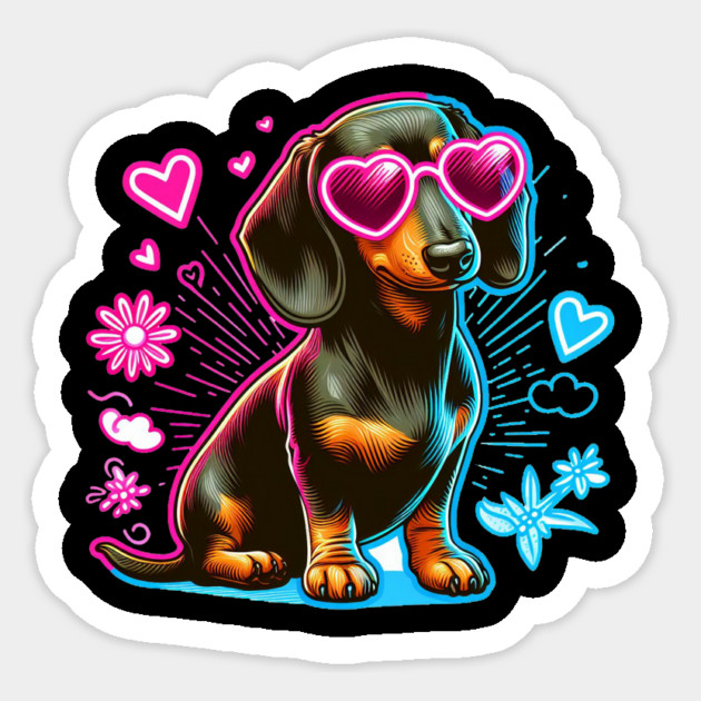 Miniature Dachshund Puppy Love Designs Sticker by IamActiveDog