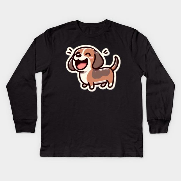 Royal Miniature Dachshund Puppy Joyful Designs Kids Long Sleeve T-Shirt by IamActiveDog