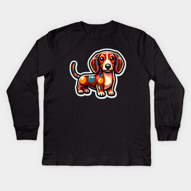 Royal Miniature Dachshund Puppy Inspired Art Kids Long Sleeve T-Shirt by IamActiveDog