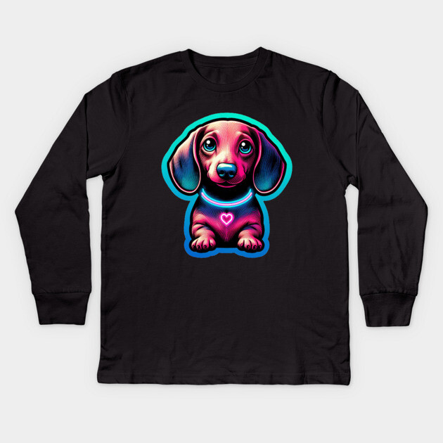 miniature Dachshund Wiener dog artistry Kids Long Sleeve T-Shirt by IamActiveDog