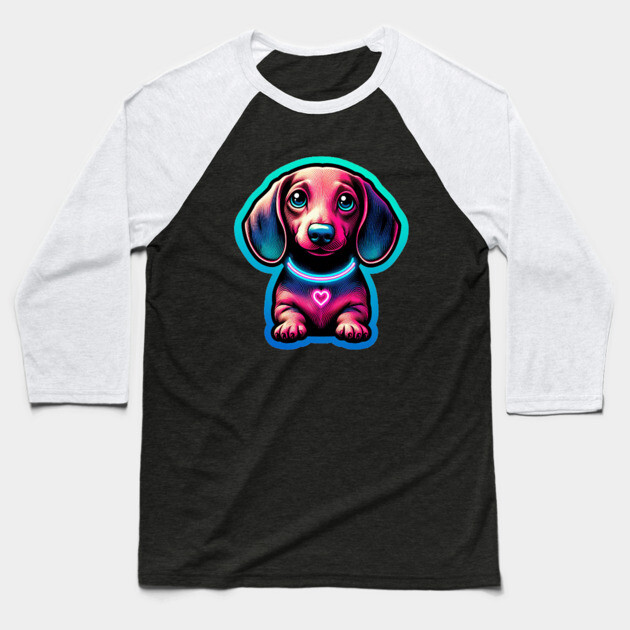 miniature Dachshund Wiener dog artistry Baseball T-Shirt by IamActiveDog