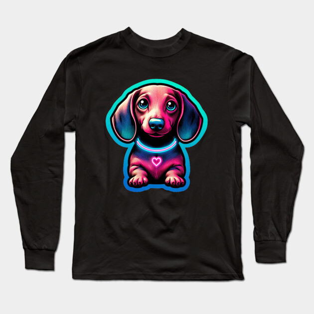 miniature Dachshund Wiener dog artistry Long Sleeve T-Shirt by IamActiveDog