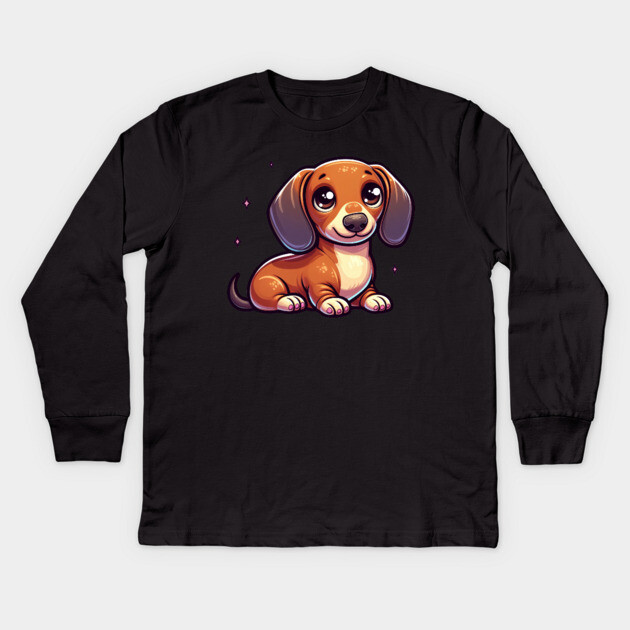 Royal Miniature Dachshund Puppy Tranquility Kids Long Sleeve T-Shirt by IamActiveDog