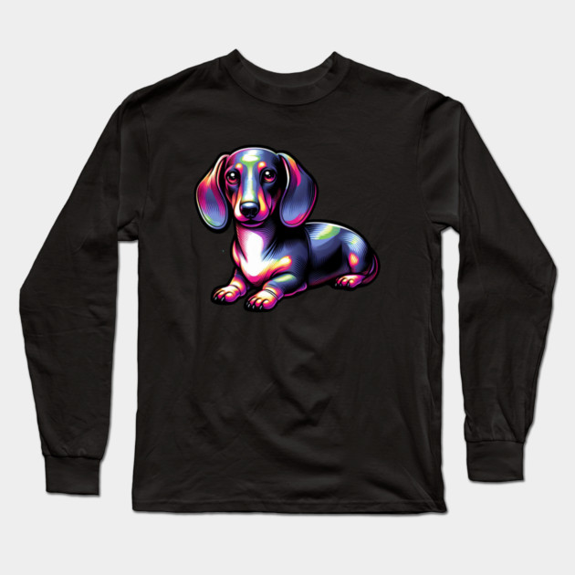Whimsical Royal Miniature Dachshund Puppy Long Sleeve T-Shirt by IamActiveDog
