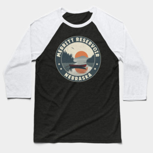 Merritt Reservoir Nebraska Sunset Baseball T-Shirt