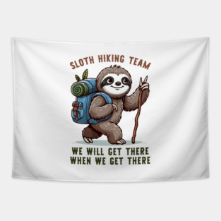 Sloth Hiking Team Funny Hiking Tapestry