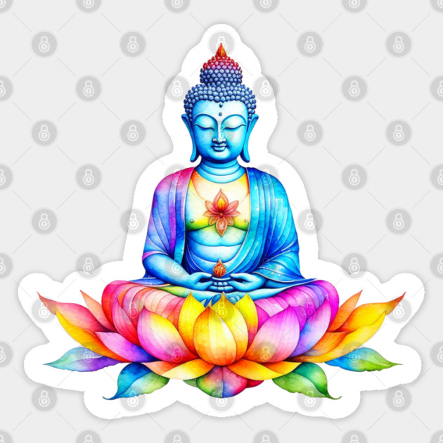 Watercolor Buddha and Lotus Sticker by HolidayBug