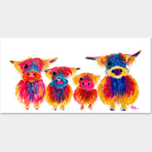 HiGHLaND CoW PRiNT SCoTTiSH ' La FaMiLia' BY SHiRLeY MacARTHuR Posters and Art