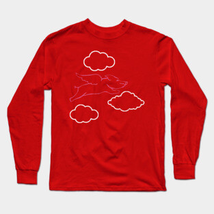 Flying Pig and Clouds Long Sleeve T-Shirt