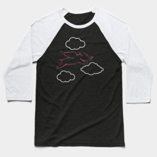 Flying Pig and Clouds Baseball T-Shirt