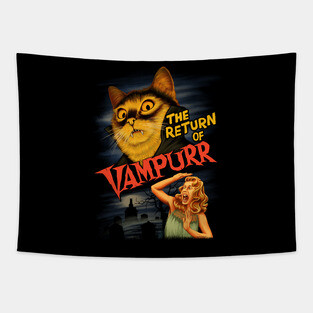 The Return of Vampurr The Halloween Cat Tapestry