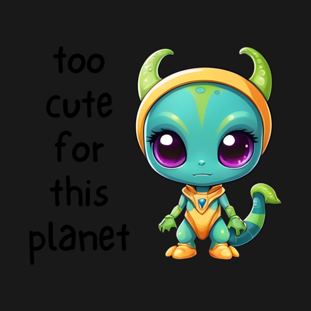 Kawaii Alien Art Too Cute for This Planet by QuirkyQuest Creations