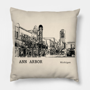 Ann Arbor Michigan Pillow