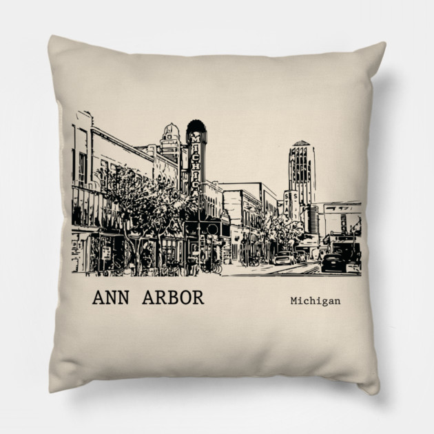 Ann Arbor Michigan Pillow by Lakeric