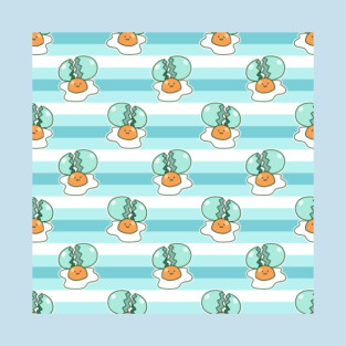 Crack Egg Yolk Blue Striped Pattern T-Shirt