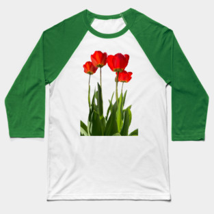 Tall Red Tulips Baseball T-Shirt