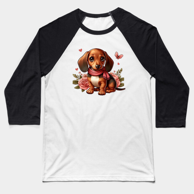 Miniature Dachshund Puppy Creations Baseball T-Shirt by IamActiveDog