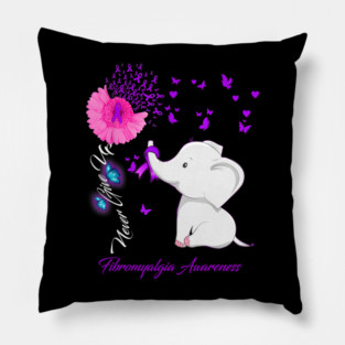 Elephant Fibromyalgia Awareness - Fibromyalgia Ribbon Pillow