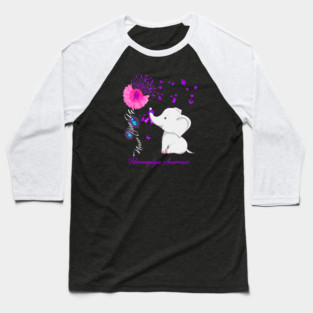 Elephant Fibromyalgia Awareness - Fibromyalgia Ribbon Baseball T-Shirt