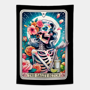 Salty Bitch Funny Tarot Card Tequila Baddie Tapestry
