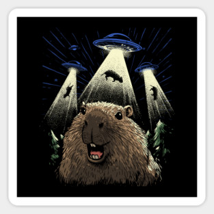 Capybara Abduction Sticker